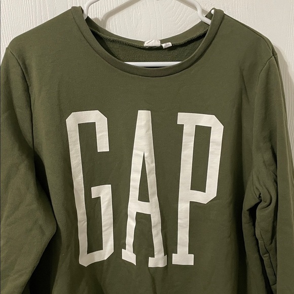 GAP Dark Green Pullover Classic Crewneck Fleece Lined with White Logo Size XL - Picture 3 of 8